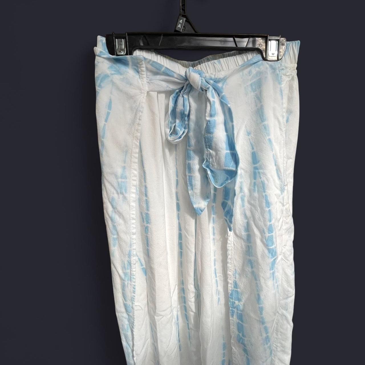Blue & White Tie-Dye Wide Leg Flowy Pant. Xs/S